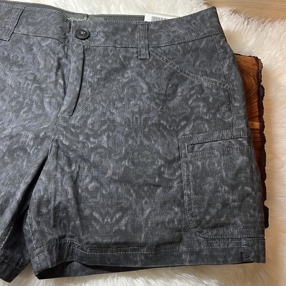Eddie Bauer Women's Dark Smoke Mid Waisted Slightly Curvy Gray Shorts - Picture 3 of 16